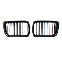 LUMA 96-99 Noir brillant/Chrome mat pour accessoires BMW Série 3 Grille de pare-chocs avant ABS pour E36 1996-1999 Double lamelle
