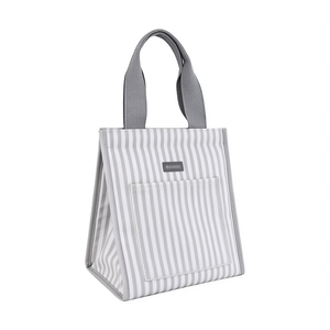 Eco-Friendly Reusable Polyester Waterproof Thermal Lunch Cooler <b>Bag</b> Insulated Zipper Closure Wine-Inspired Design Pearl Wool Big - Product Image 2