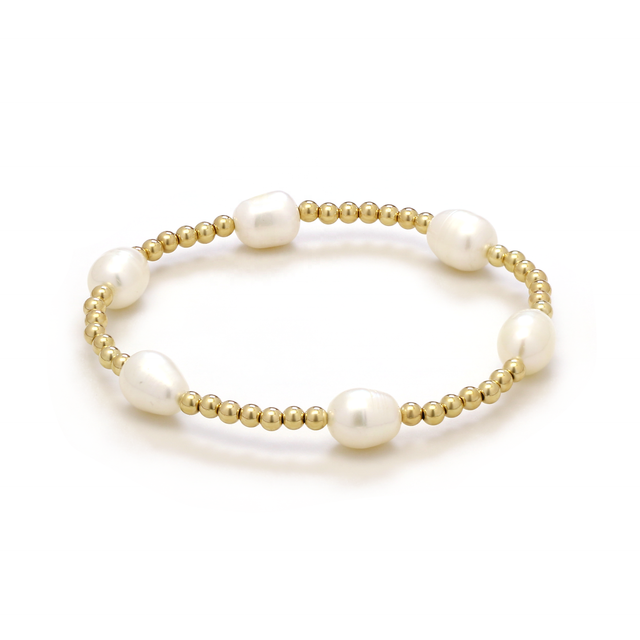 Wholesale Fine Beaded Bracelet 14k Gold Filled Mix Natural Freshwater Pearls Bracelets for Women Permanent Jewelry Business