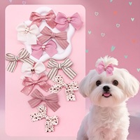 Élégants et mignons nœuds en ruban gros-grain de polyester rose crème uni avec pinces métalliques, accessoires de tête pour chiens et chats, pour l'été, les mariages et la mode quotidienne