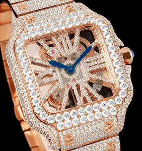 Montres à <span class=keywords><strong>mouvement</strong></span> suisse de luxe en acier inoxydable, <span class=keywords><strong>montre</strong></span> à quartz avec diamants Moissanite VVS sertis, <span class=keywords><strong>montre</strong></span> ajourée pour hommes et femmes - Product Image 3