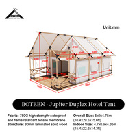 BOTEEN haute qualité Safari tente maison extérieure étanche grand bois luxe à deux étages Duplex Style Glamping hôtel tente