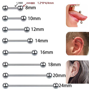 Piercings unisexes courts et longs pour barres de 12 à 16 mm, 5 pièces, anneaux pour tétons et langue, barres droites en acier inoxydable 361, <span class=keywords><strong>bijoux</strong></span> de <span class=keywords><strong>piercing</strong></span> - Product Image 5
