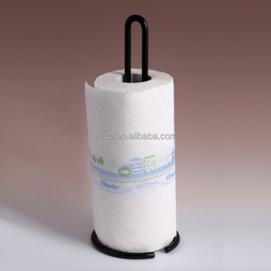 Soporte de papel de toalla vertical de hierro forjado de alta resistencia, superficie recubierta de polvo negro - Product Image 3