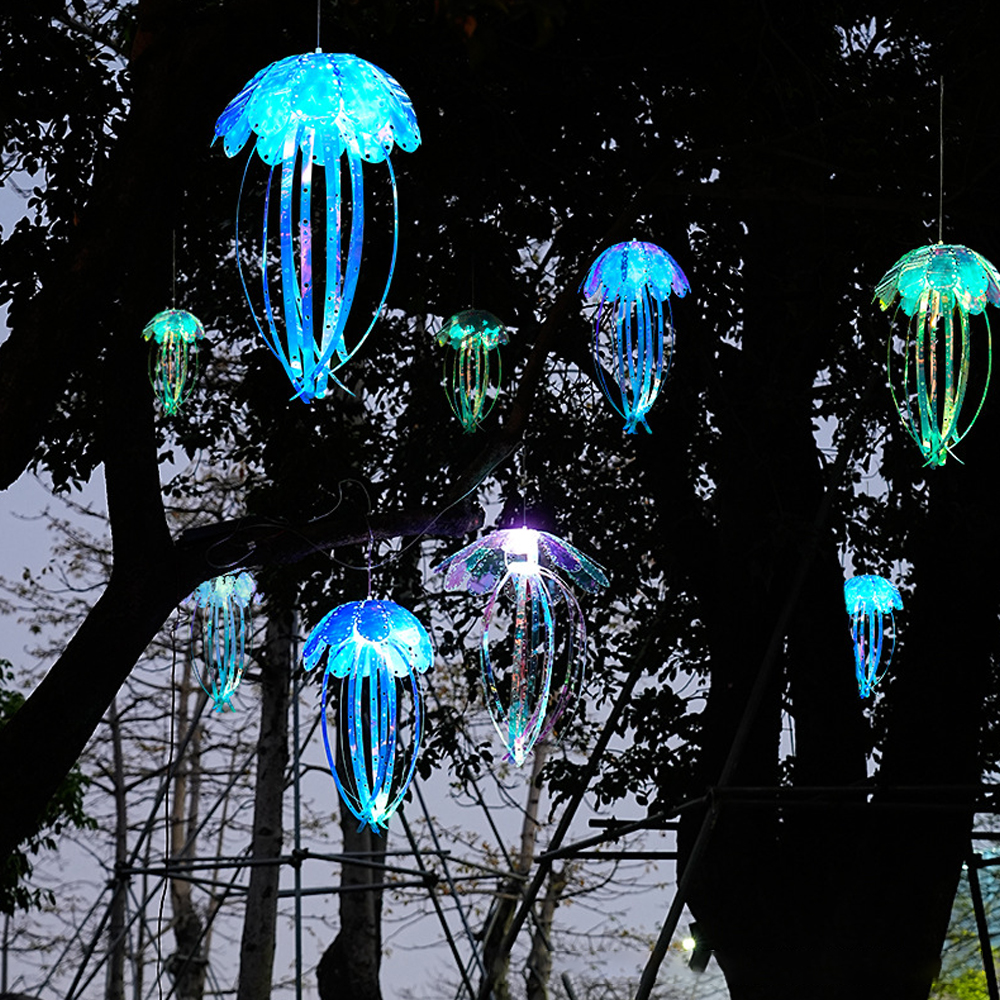 Led Jellyfish Light Colorful Fiber Optic Garden Decoration