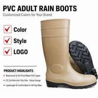 Bottes de pluie de sécurité en PVC en gros avec embout et plaque en acier, anti-écrasement, anti-perforation, bottes de travail industrielles, personnalisation de la marque