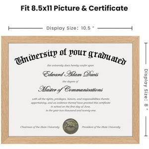 Lot de cadres pour diplômes 8,5x11, présentoir professionnel en bois grainé acajou pour usage professionnel et universitaire - Product Image 2