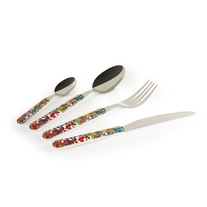 Juego de Cubiertos Excelsa de 16 Piezas, Acero Lisboa, Mangos con Diseño Multicolor, Vajilla para Fiestas - Product Image 1