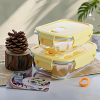 Micro-ondes chauffage verre boîte à lunch employés de bureau prendre repas boîte à lunch emballage frais-garder boîte avec couvercle