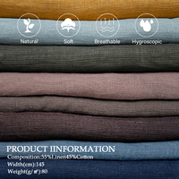 Tissu en lin uni européen 100 % anti-allergique, poids moyen 153 GSM, couleur pastel, série été, pour vêtements, teint en fil, tissé