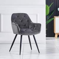 Chaise de salle à manger en velours gris moderne à dossier haut pour restaurant de luxe nordique maison cuisine Sillas rembourrage tissu doux