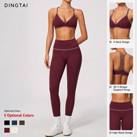Ensemble de sport 2 pièces Dingtai pour femme : soutien-gorge de sport respirant grande taille color block et legging taille haute pour gym et yoga