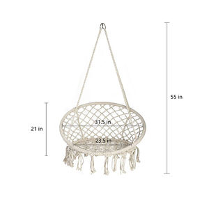 जोशाइन सूती हस्तनिर्मित मैक्रेमे लटका हुआ हैममॉक स्विंग चेयर इनडोर आउटडोर पाश स्विंग चेयर - Product Image 3