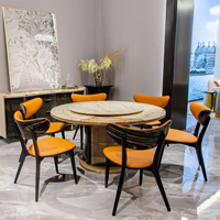 Table à manger ronde moderne de style italien ensemble 8 places table de salle à manger de luxe en marbre restaurant meubles en pierre fabriqués à la main