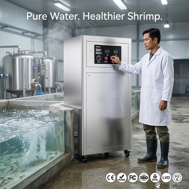 High Efficiency 50g/h Industrial Ozone System for RAS Aquaculture Water Conditioning Water-cooled Oxygen Source O3 Generator