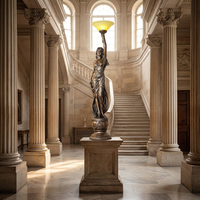 Lampe Statue de Déesse Classique en Bronze - Sculpture d'Art Fine Faite à la Main par Coulée à la Cire Perdus, Sculpture en Bronze