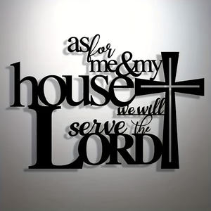 Decoración <span class=keywords><strong>de</strong></span> Pared con Cruz <span class=keywords><strong>de</strong></span> Metal Personalizada con <span class=keywords><strong>la</strong></span> Frase 'A mí y a mi <span class=keywords><strong>casa</strong></span> serviremos al Señor', Arte Religioso Cristiano para Decoración del Hogar, <span class=keywords><strong>Iglesia</strong></span> u Oficina - Product Image 4