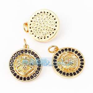 Commercio all'ingrosso fai da te bracciale collana gioielli rame placcato oro brillante zircone accessori Punk geometrico giraffa ciondolo testa di leone - Product Image 6