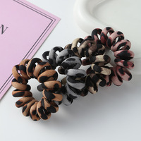 Attache-cheveux à motif léopard, élastiques en spirale sans plis, cordon de téléphone, bande de cheveux en spirale, attaches de cheveux pour femmes, fil de téléphone