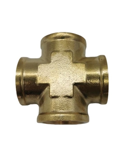 High Quality HT Brand Forged Bronze Copper Brass Pipe Fitting Connector 314 Series Female Hexagon Head 4-Way Cross 3-Year