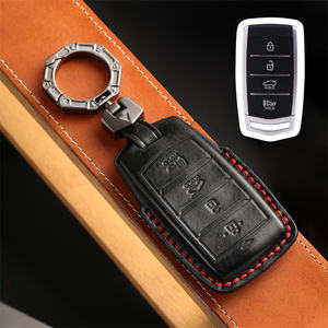 Funda de cuero para llave de coche de 4 botones Fob para <span class=keywords><strong>Hyundai</strong></span> <span class=keywords><strong>Genesis</strong></span> G70 G80 <span class=keywords><strong>G90</strong></span> 2017 2018 2019 <span class=keywords><strong>2020</strong></span> Protector de llave - Product Image 3