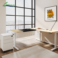Bureau de direction moderne en L, électrique, réglable en hauteur, à double moteur, pour assise-debout, idéal pour les immeubles de bureaux