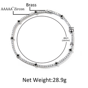 Elegante collar de cadena de tenis de trébol para mujer, joyería de moda chapada en oro con material de cobre de circón, colección de verano - Product Image 4