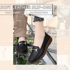 รองเท้าสวมแบบสบายๆ สำหรับผู้หญิง ดีไซน์หนังนิ่ม พื้นเรียบ สีผสม พื้นรองเท้า PVC แฟชั่นฤดูใบไม้ผลิและฤดูใบไม้ร่วง เหมาะสำหรับกิจกรรมกลางแจ้ง - Product Image 2