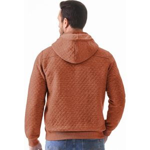 Custom Men's Loose <b>Quilted</b> <b>Hoodie</b> Casual Long Sleeve Quarter-Zip Pullover Sweatshirt Pockets XL Size Polyester/Cotton - Product Image 2