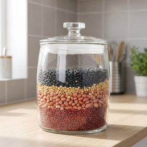 Bocaux de rangement en verre épais contemporains, grande ouverture, 2L-20L, étanches et anti-humidité, pour aliments secs et riz, vente en gros - Product Image 5
