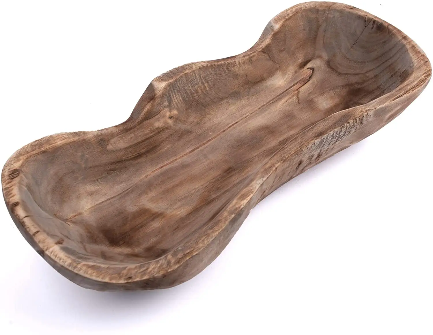 Decorative Dough Bowl -Hand Carved 13 inches long Wooden Bowl great as Centerpiece Fruit Bowl or Farmhouse Decor