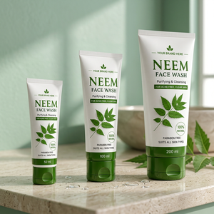 Gel nettoyant purifiant pour le visage au neem 100% naturel sans paraben 200ml pour enfants et adultes, peau claire sans acné - Product Image 1