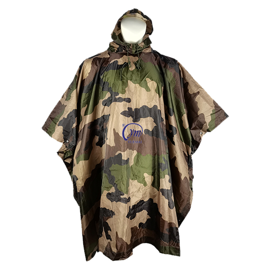 Китайская оптовая продажа, тактическое снаряжение, супертяжелый водостойкий рип-стоп МАТЕРИАЛ 56x90 дюймов, дождевик, пончо