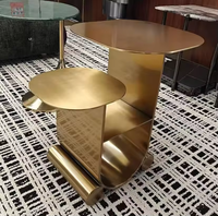 Table d'appoint latérale en métal doré, sur mesure, de qualité supérieure, durable et facile à nettoyer, en acier inoxydable, pour salon, canapé ou chevet.