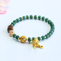 Juan Yu Bracelet ethnique perlé en jadéite naturelle de qualité A, motif floral, perles abacus, jade bleu eau, vente en gros