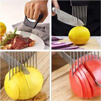 Roestvrij Staal Ui Houder Slicer Groente Aardappel Tomaat Vlees Slicer Cutter Ui Snijgereedschap Voor Snijden