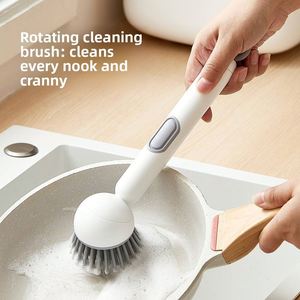 Multifunctional Liquid Dispensing Rotary Cleaning <b>Brush</b>, Non-Scratch Non-Stain Pot Scrubber for Kitchen Dishes & Cookware - Product Image 3
