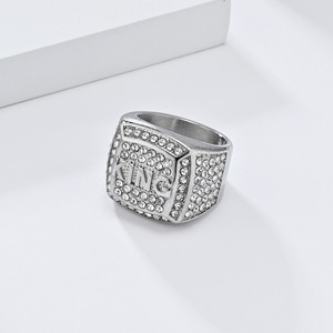 18K Gold Plated Stainless Steel King <b>Ring</b> | Hip Hop Iced Out <b>Statement</b> Jewelry | Men's Bling Cubic Zirconia Signet <b>Ring</b> - Product Image 4