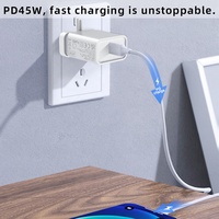 Chargeur pliable HNT GaN 45W avec prise UK Type C, charge super rapide PPS pour Samsung Galaxy S23 S24 S25, adaptateur pour téléphone portable