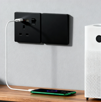 Interruptores de pared eléctricos negros mate estándar del Reino Unido al por mayor de alta calidad, enchufes, fabricación de enchufes USB tipo C