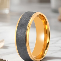 Bague de mariage pour homme en tantale pur de 7 mm avec placage en or jaune 18 carats gris naturel