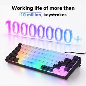 Tastiera da gioco OEM ODM Mini RGB 60, 68 tasti, piccola e compatta, USB cablata, retroilluminata con luci arcobaleno, bianca/nera - Product Image 6