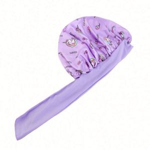 New Style Children's Unisex Satin <b>Bonnet</b> with Adjustable Tie Cartoon Print Sleep Cap for Outdoor & Beach Use - Product Image 5