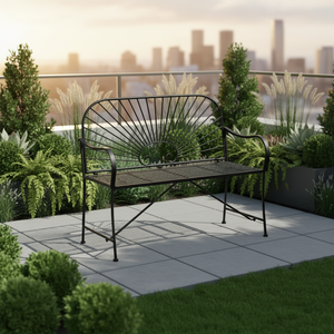 Beste Tuinmeubelen IJzer Zwart Buitenbank met Bloembak Modern Design Milieuvriendelijk & Duurzaam voor Patio Zitplaatsen - Product Image 3