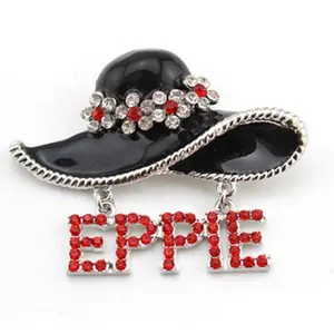 Personalizado personalizado vermelho strass esmalte preto chapéu forma lapela Pin EEPIE broche