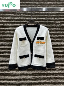 Cardigan da <span class=keywords><strong>Donna</strong></span> di Lusso di Alta Qualità 2025, Casual con Scollo a V, Motivo a Quadri, Logo sul Petto - Product Image 2