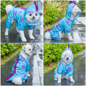 Imperméable pour chien Blue Monster avec pois violets, imperméable pour chiens de petite et moyenne taille - Product Image 3