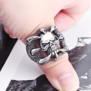 Joyería de calavera gótica personalizada, <span class=keywords><strong>anillo</strong></span> de <span class=keywords><strong>garra</strong></span> de dragón, anillos de esqueleto para hombre - Product Image 4