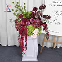 Fleurs artificielles mixtes réalistes rouge vif et vert pour la décoration de mariage et de rentrée scolaire