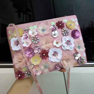 Bolso <span class=keywords><strong>de</strong></span> mano <span class=keywords><strong>de</strong></span> flores para mujer, Cartera <span class=keywords><strong>de</strong></span> lujo para <span class=keywords><strong>fiesta</strong></span>, con cuentas <span class=keywords><strong>de</strong></span> cristal florales, bolso <span class=keywords><strong>de</strong></span> noche - Product Image 3
